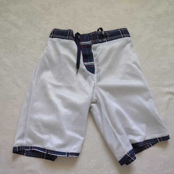 Ocean Pacific blue plaid white red swim shorts - Picture 7 of 7